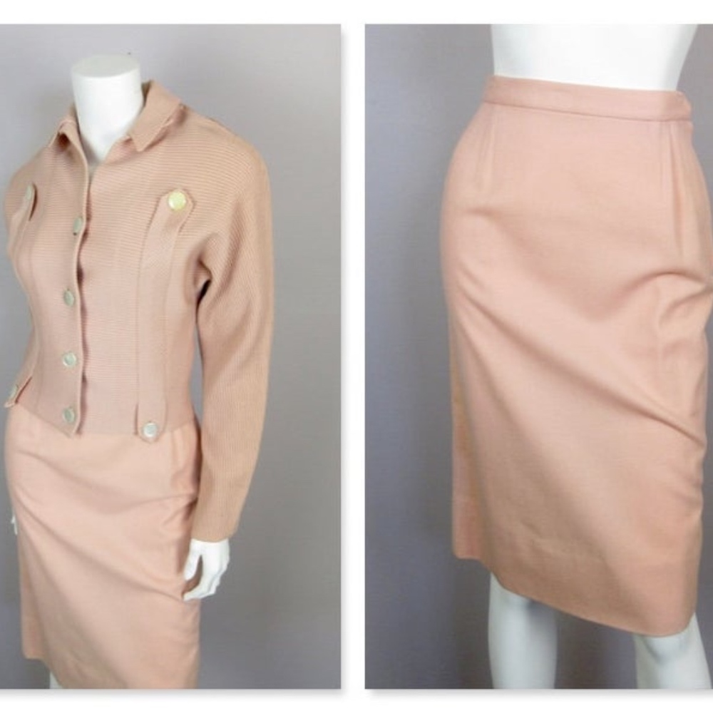 Vintage 40's 50's Women's Sweater Skirt Set Sz S - Picture 2 of 8